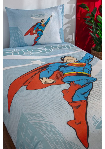 Superman Hero Tek Kişilik Lisanslı Lastikli Çarşaf Çocuk Nevresim Takımı fiyatları