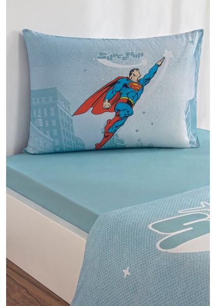 Superman Hero Tek Kişilik Lisanslı Lastikli Çarşaf Çocuk Nevresim Takımı modelleri