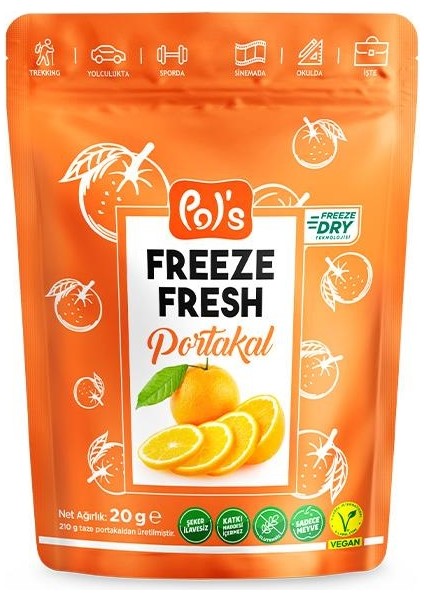 Pol’s Freeze Fresh Dondurularak Kurutulmuş Portakal 20 gr fiyatları