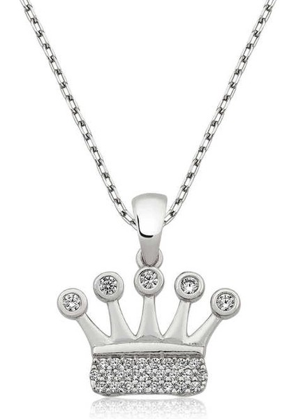 Gümüş Taç Bayan Kolye