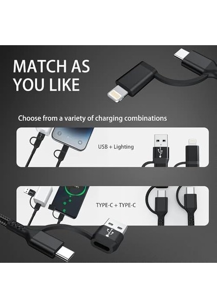 Pd 20W 2 In 1 Hızlı Şarj Kablosu 100 cm 2.4 A Lightning Type-C USB Type-C Çoklu Veri Data Kablosu modelleri