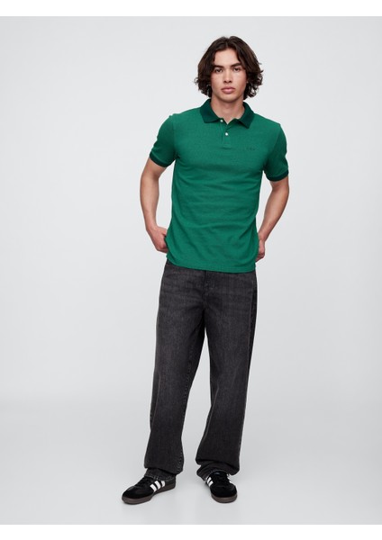 Erkek Koyu Yeşil Gap Logo Piqué Polo Yaka T-Shirt indirimleri