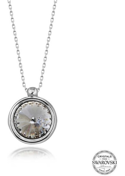 Swarovski Crystal Taşlı Çerçeveli Gümüş Kadın Kolye