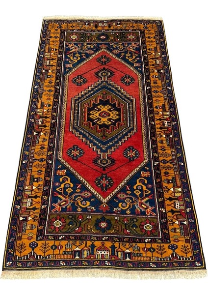 El Dokuma Sıfır Yahyalı Halısı 108X195 Kök Boya %100 Yün Halı