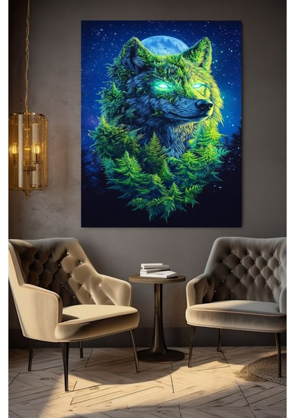 Özel Güçlü Kurt Kanvas Tablo Ev Duvar Salon Ofis Dükkan Hediyelik Dekarasyon Süsü