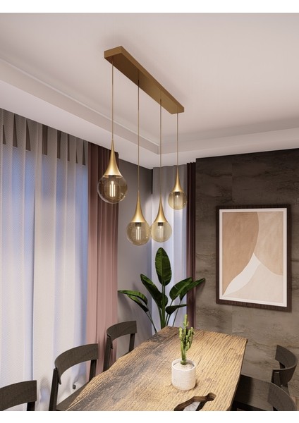 Opya 4’lü Camlı Metal Sıralı Sarkıt Avize – Modern Stil, E27 Duy ile Uyumlu fiyatları