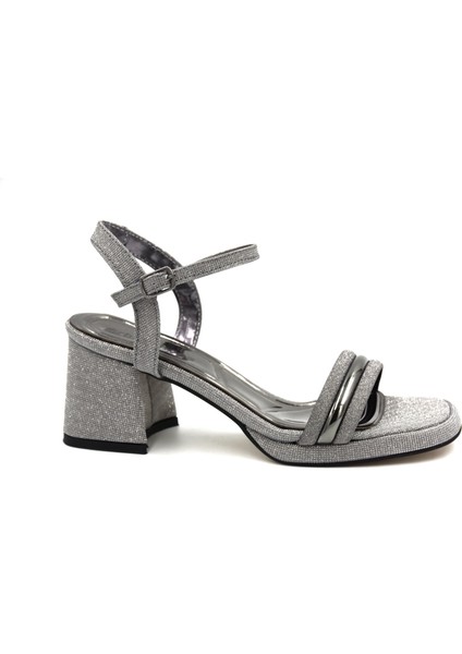 Tek Bant Tokalı Kalın Topuklu Kadın Ayakkabı Platin fiyatları