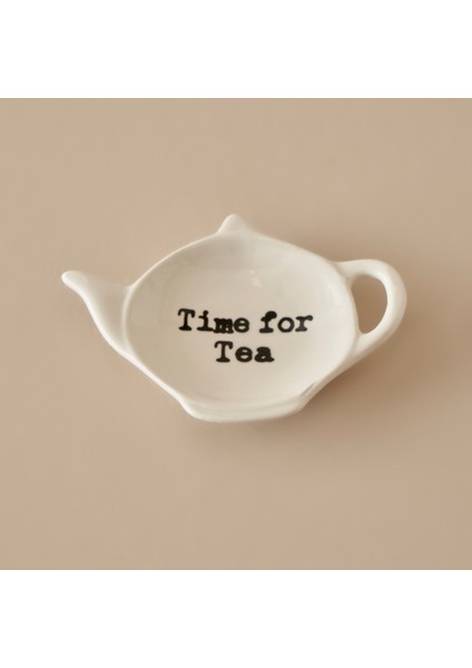 Tea Time Porselen Çay Poşeti Tabağı Beyaz (12X9 Cm)