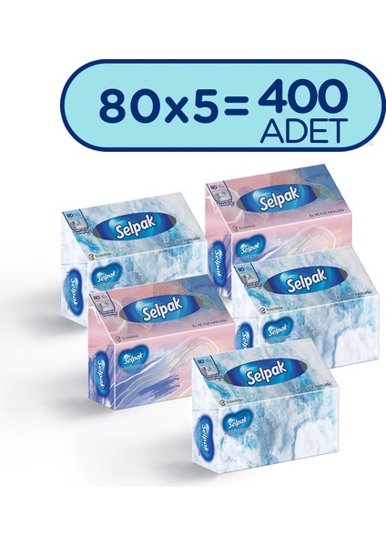 El ve Yüz Havlusu x 5 Paket 400 Yaprak Kutulu