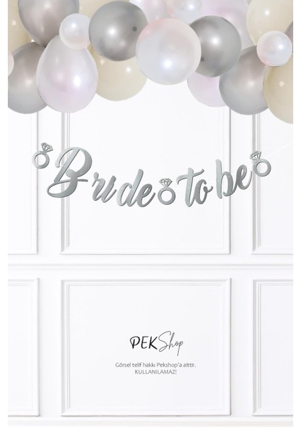 Bride To Be Kaligrafi Banner Gümüş