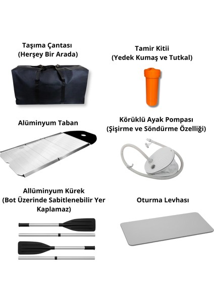 Şişme Bot 2.40M Zodyak Tip Alüminyum Taban Siyah