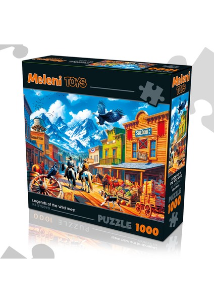 1000 Parça Legends Of The Wild West Puzzle - Vahşi Batı Kasabası Yapboz 68X48 cm