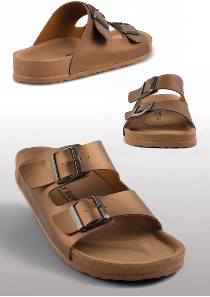 Bronz Renk Anatomik Taban Kadın Terlik (Büyük Beden 41-43) modelleri