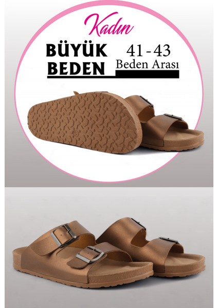 Bronz Renk Anatomik Taban Kadın Terlik (Büyük Beden 41-43) fırsatları