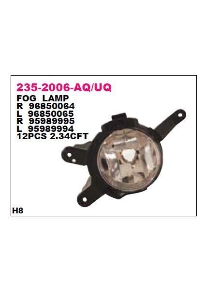 DEPO-235-2006R-UQ - Sıs Lambası Sag-(Duysuz)-(Chevrolet: Cruze 08> )