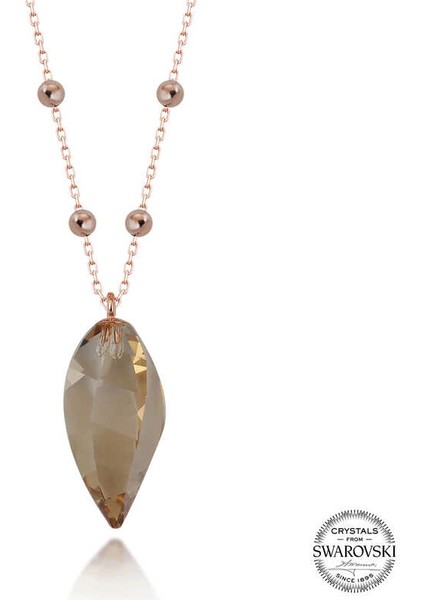 Crystal Taşlı Rose Top Zincir Gümüş Kadın Kolye