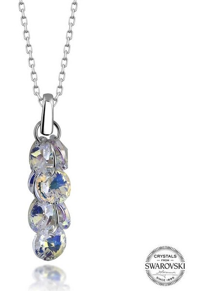 Swarovski Crystal Taşlı Salkım Gümüş Kadın Kolye