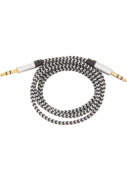 Aux Stereo 3.5mm Data Ses Örgü Kablo Beyaz