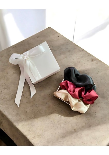 Özel Kutuda Evening Elegance Saten Scrunchie 3’lü Set