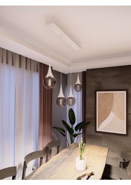 Opya 4’lü Camlı Metal Sıralı Sarkıt Avize – Modern Stil, E27 Duy ile Uyumlu fiyatları