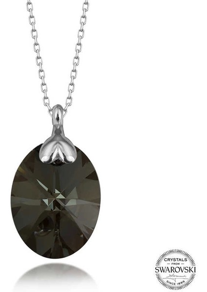 Swarovski Crystal Taşlı Oval Gümüş Kadın Kolye