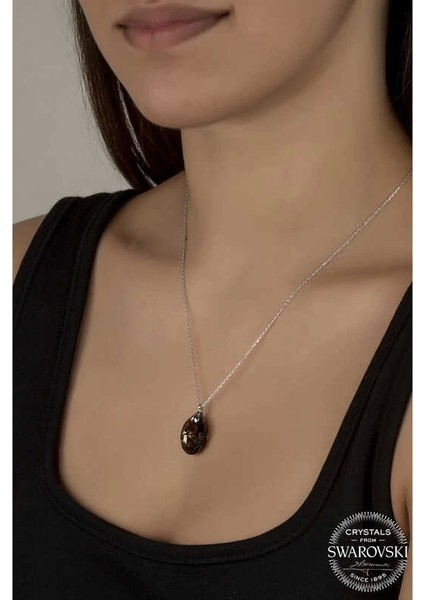 Swarovski Crystal Taşlı Oval Gümüş Kadın Kolye fiyatları