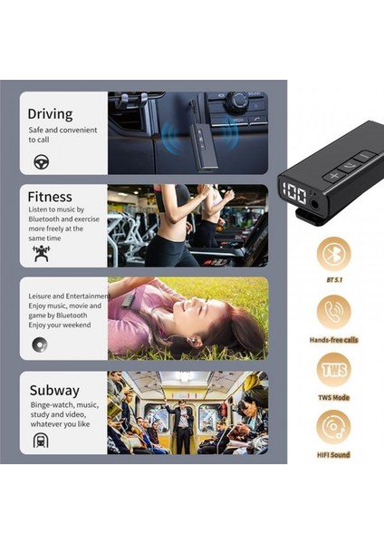Bluetooth 5.1 Kablosuz Handsfree Mikro Hafıza Kart Girişli Aux Bluetooth