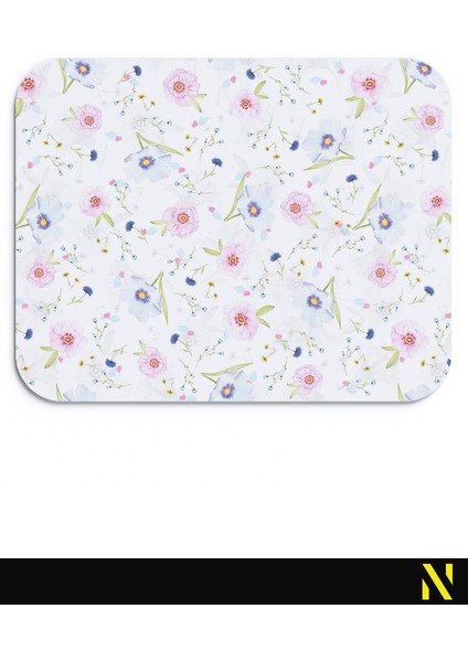 Renkli Bahar Çiçekleri Desenli Ergonomik Mouse Pad - 23 cm x 19 cm - Kaydırmaz Taban Ev ve Ofis Kullanımı Fare Altlığı Mousepad