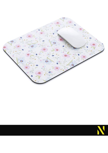 Renkli Bahar Çiçekleri Desenli Ergonomik Mouse Pad - 23 cm x 19 cm - Kaydırmaz Taban Ev ve Ofis Kullanımı Fare Altlığı Mousepad