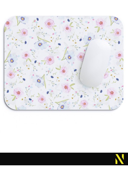 Renkli Bahar Çiçekleri Desenli Ergonomik Mouse Pad - 23 cm x 19 cm - Kaydırmaz Taban Ev ve Ofis Kullanımı Fare Altlığı Mousepad
