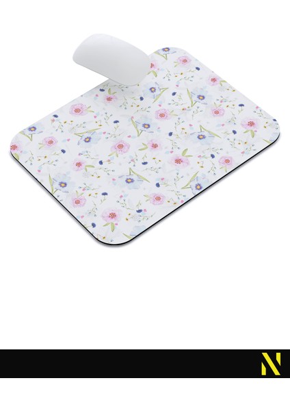 Renkli Bahar Çiçekleri Desenli Ergonomik Mouse Pad - 23 cm x 19 cm - Kaydırmaz Taban Ev ve Ofis Kullanımı Fare Altlığı Mousepad