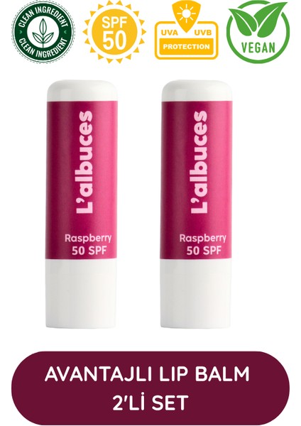 Raspberry 50 Spf Lip Balm İkili Set-Dudak Nemlendiricisi