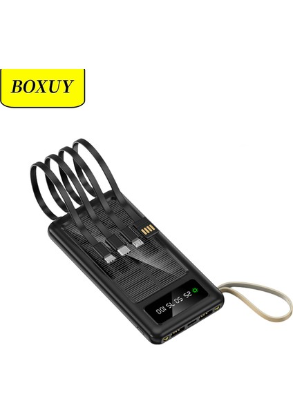 PW-59 10.000mAh Solar, LED Fenerli LCD Göstergeli Dahili Kablolu Powerbank