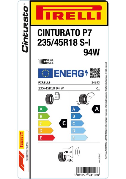 235/45 R18 94W S-I Cint P7 Oto Yaz Lastiği (Üretim Yılı:2024) fiyatları