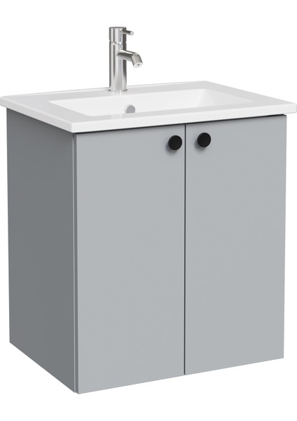 Shift T20 Lavabo Dolabı 81011, 60 Cm, Kül Gri, Lavabolu, Çift Kapaklı, Yavaş Kapanır