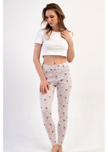Pamuklu Kadın Tek Alt Tayt Pijama , 411005