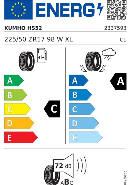 225/50 R17 98W Ecsta HS52 Oto Yaz Lastiği (Üretim Yılı:2025) fiyatları