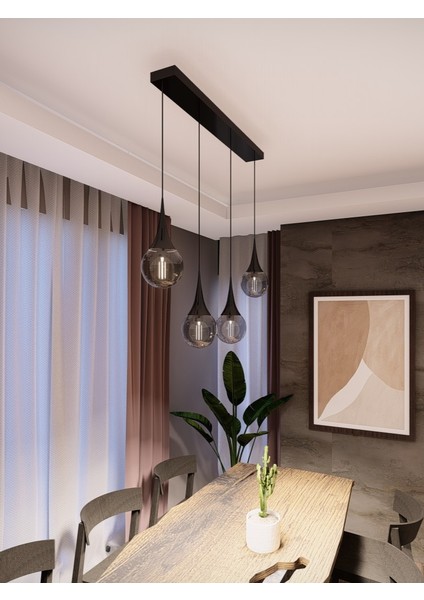 Opya 4’lü Camlı Metal Sıralı Sarkıt Avize – Modern Stil, E27 Duy ile Uyumlu fiyatları