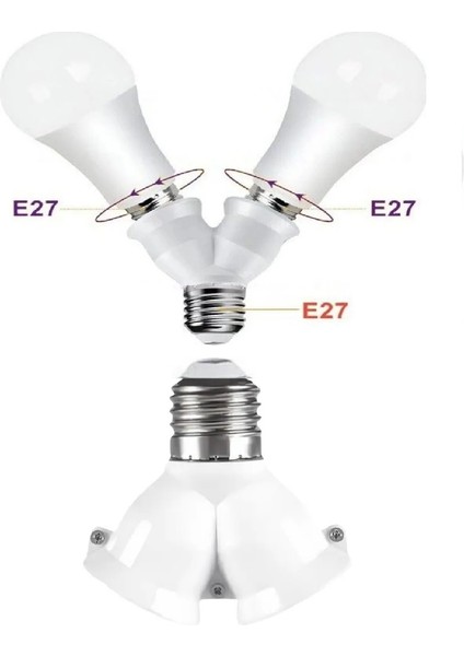 E27 Duy Çoğaltıcı Ampul LED Taban 2 x E27 Dönüştürücü modelleri