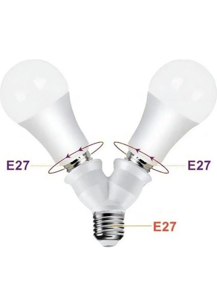E27 Duy Çoğaltıcı Ampul LED Taban 2 x E27 Dönüştürücü