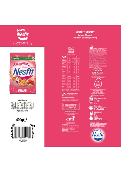 Nestle Nesfıt Kırmızı Meyveli Tam Tahıl ve Pirinç Gevreği 400 gr & Çilekli Tam Tahıllı Bar 16x23,5gr fiyatları