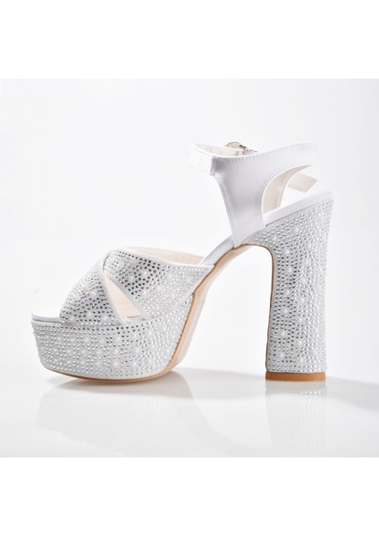 Ek Merve 7525 Kadın Taşlı Kalın Platform Topuklu Ayakkabı fırsatları