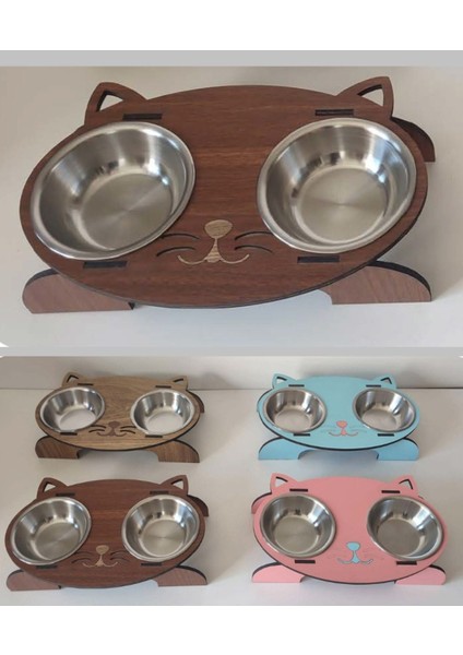 Doğal Ahşap ve Çelik Kedi Köpek Mama ve Su Kabı, Şık ve Kaliteli Tasarım fırsatları