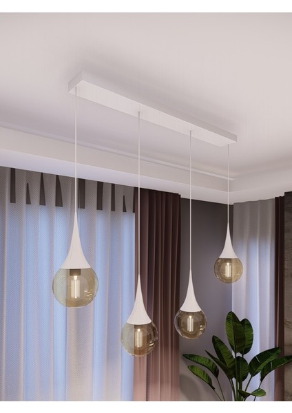 Opya 4’lü Camlı Metal Sıralı Sarkıt Avize – Modern Stil, E27 Duy ile Uyumlu fiyatları