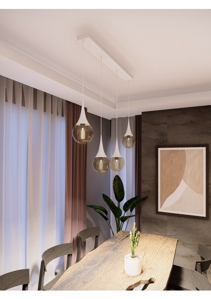 Opya 4’lü Camlı Metal Sıralı Sarkıt Avize – Modern Stil, E27 Duy ile Uyumlu fırsatları