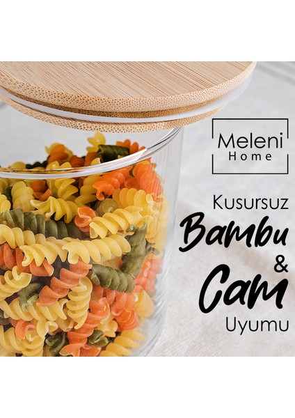 12'li Bambu Kapak Cam Saklama Kabı - Bakliyat Erzak Kavanozu Vakum Kapaklı Cam Kavanoz Seti 680 ml modelleri