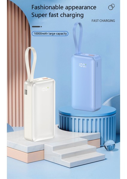 PW-109 10.000 Mah 22.5W Hızlı Şarjlı Dahili Usb-C Kablolu Powerbank