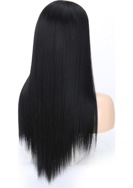 Peruk Yarım Başlık Uzun Düz Saç U Şekilli Peruk Başlığı Siyah modelleri