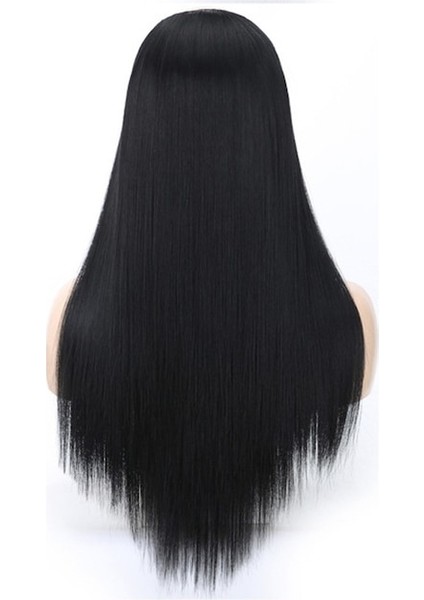 Peruk Yarım Başlık Uzun Düz Saç U Şekilli Peruk Başlığı Siyah fırsatları