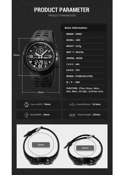 Skmei 1655 Dijital Analog Spor Erkek Kol Saati fırsatları